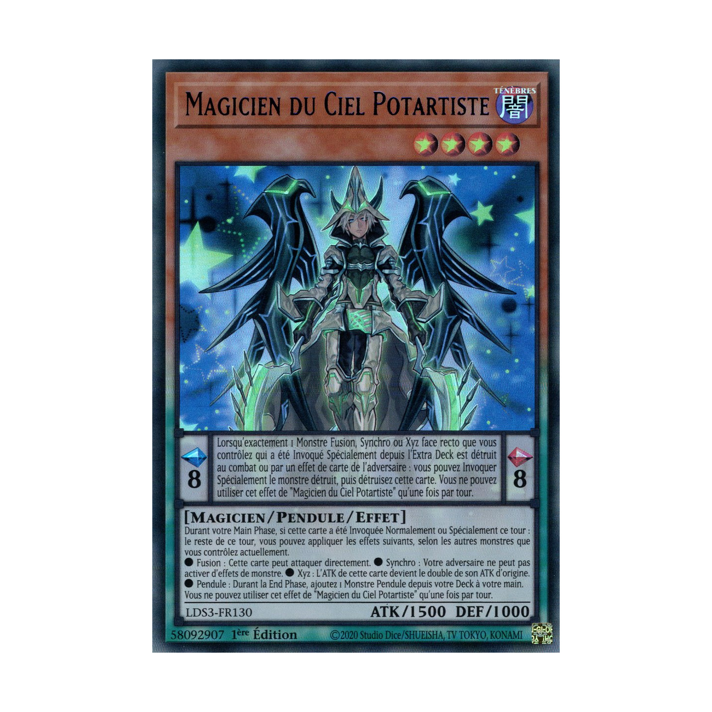 Magicien Du Ciel Potartiste LDS3 FR130 V 3 Bleu Carte Yu Gi Oh