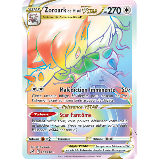 Zoroark De Hisui VSTAR Origine Perdue EB11 203 196 Carte