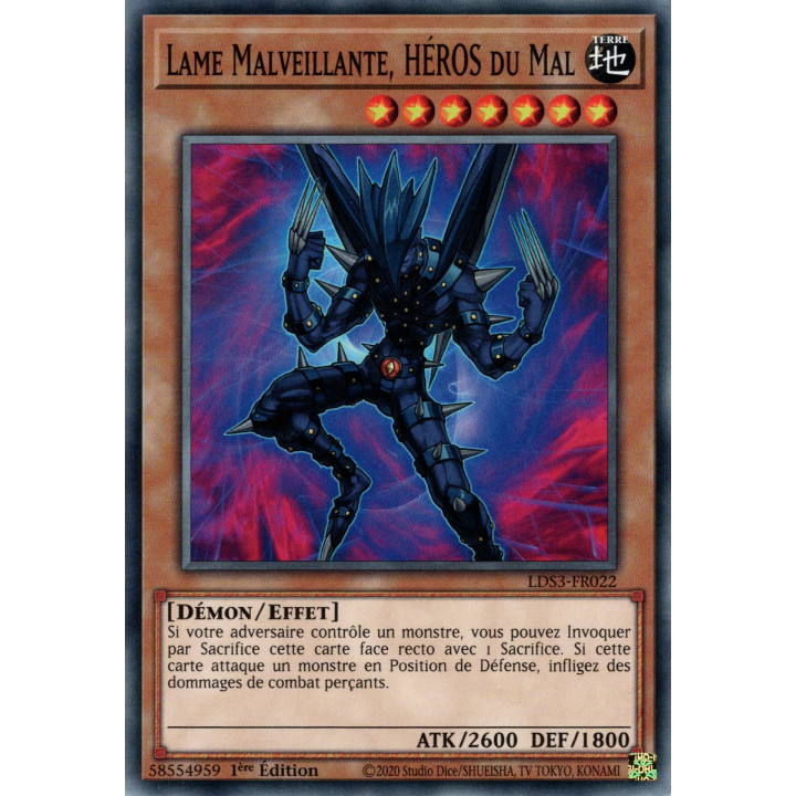 Lame Malveillante, HÉROS du Mal - LDS3-FR022 - Cartes Yu-Gi-Oh!