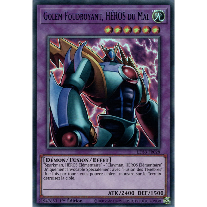 Golem Foudroyant, HÉROS du Mal - LDS3-FR028 (V.3 - Bleu) - Cartes Yu-Gi-Oh!