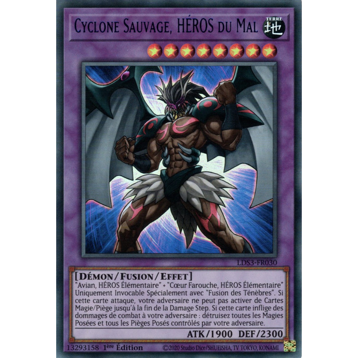 Cyclone Sauvage, HÉROS du Mal - LDS3-FR030 (V.3 - Bleu) - Cartes Yu-Gi-Oh!