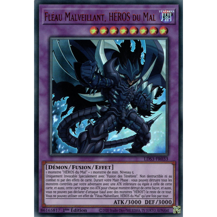 Fléau Malveillant, HÉROS du Mal - LDS3-FR033 (V.2 - Rouge) - Cartes Yu-Gi-Oh!