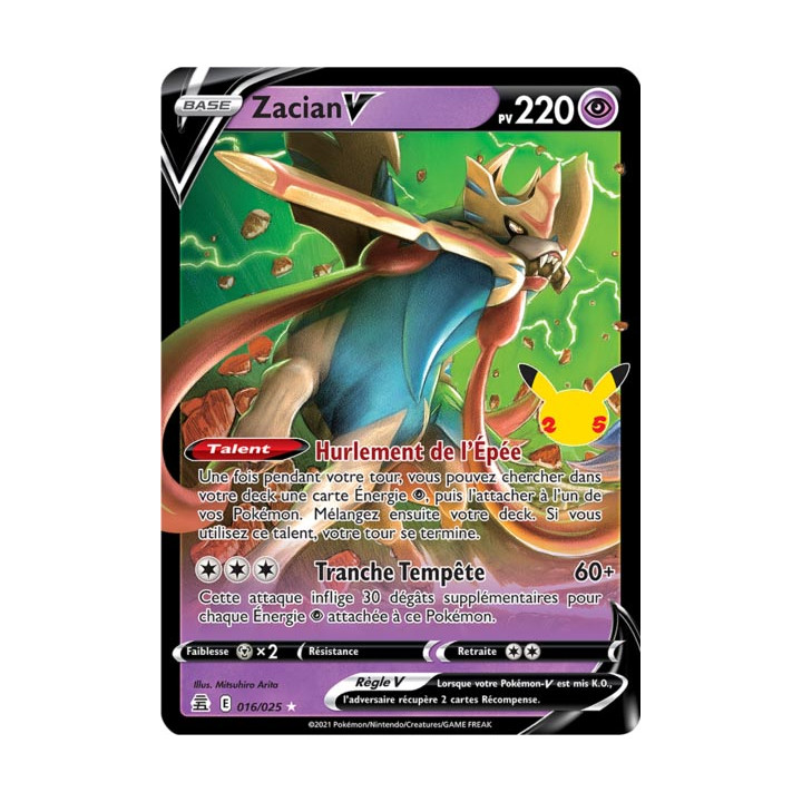 Zacian V - EB07.5 016/025 - Célébrations 25ans SWSH07.5 - Cartes Pokémon