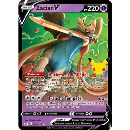 Zacian V - EB07.5 016/025 - Célébrations 25ans SWSH07.5 - Cartes Pokémon