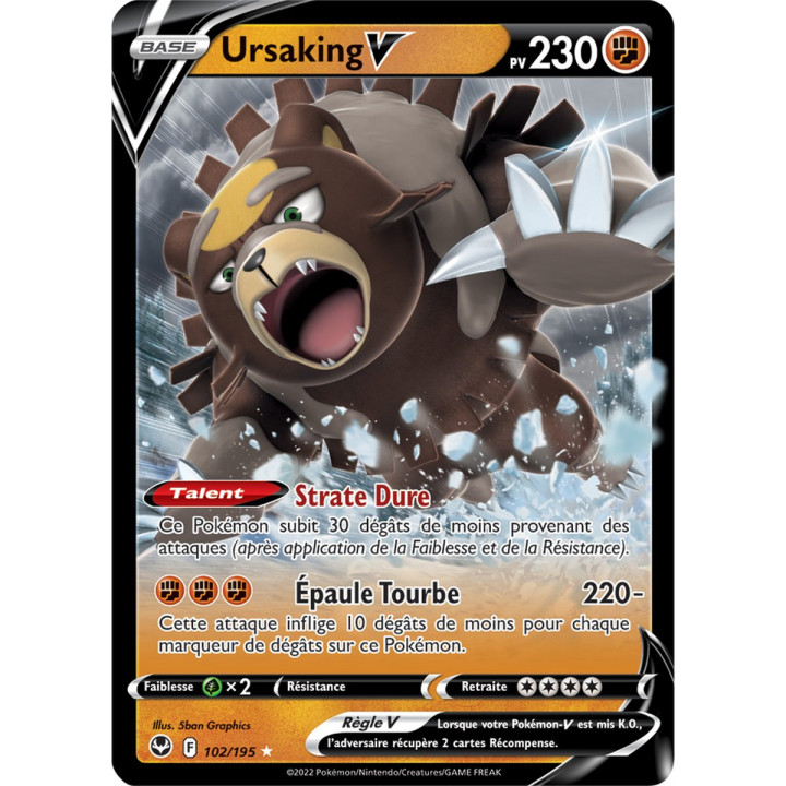 Ursaking V - 102/195 - Ultra Rare - Carte Pokémon Tempête Argentée EB12