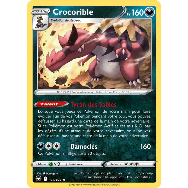 Crocorible - 113/195 - Holo Rare / Reverse - Carte Pokémon Tempête Argentée EB12