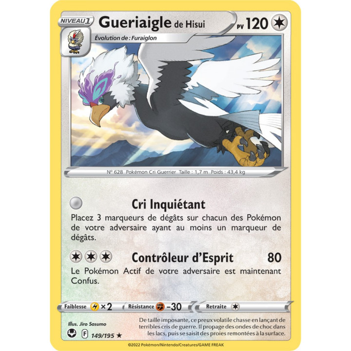 Gueriaigle de Hisui - 149/195 - Rare / Reverse - Carte Pokémon Tempête Argentée EB12