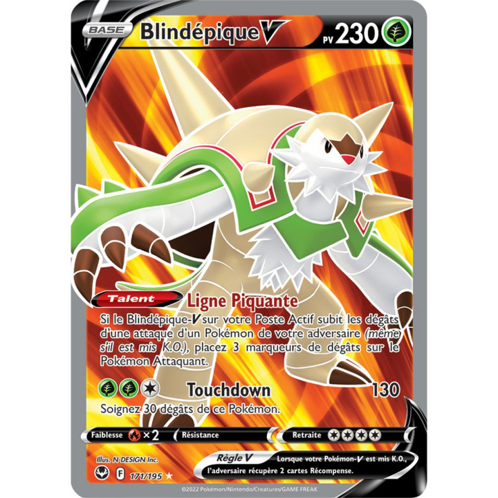 Blindépique V - 171/195 - Ultra Rare Full Art - Carte Pokémon Tempête Argentée EB12