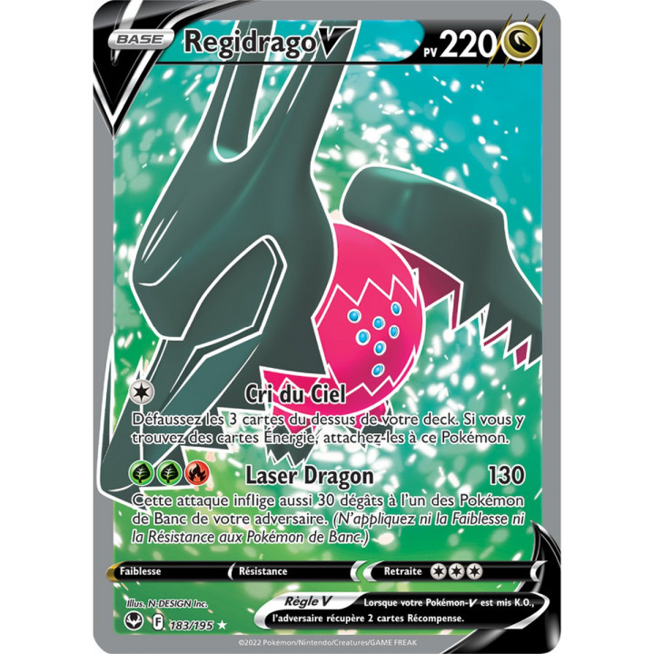 Regidrago V - 183/195 - Ultra Rare Full Art - Carte Pokémon Tempête Argentée EB12