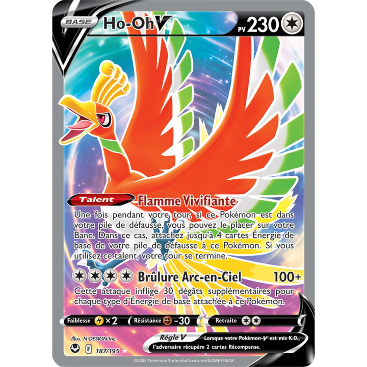 Ho-Oh V - 187/195 - Ultra Rare Full Art - Carte Pokémon Tempête Argentée EB12