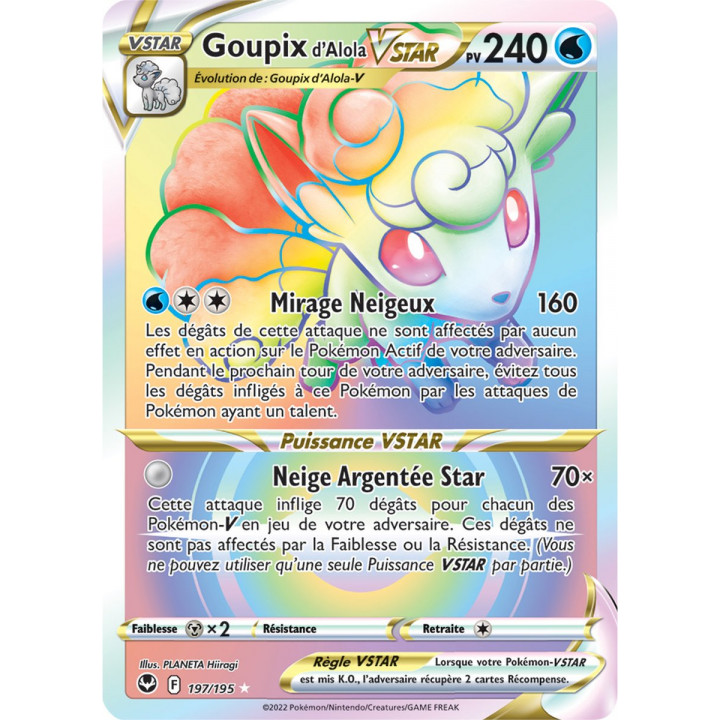 Goupix d'Alola VSTAR - 197/195 - Arc en Ciel Secrète Rare - Carte Pokémon Tempête Argentée EB12