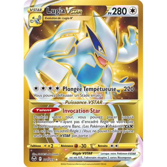 Lugia VSTAR - 211/195 - Secrète Gold Rare - Carte Pokémon Tempête ...