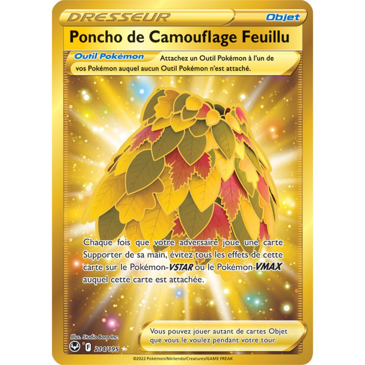 Poncho de Camouflage Feuillu - 214/195 - Dresseur Secrète Gold - Carte Pokémon Tempête Argentée EB12