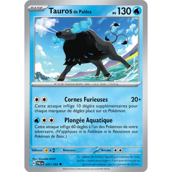 Tauros de Paldea - 041/193 - Carte Pokémon Évolutions à Paldea EV02 ...