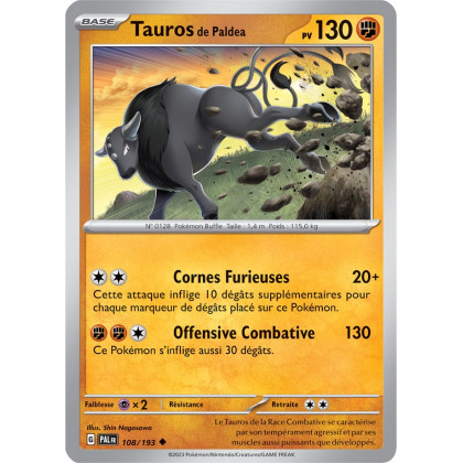 Tauros de Paldea - 108/193 - Carte Pokémon Évolutions à Paldea EV02