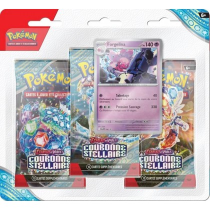 Pokémon JCC - Pack 3 Boosters Écarlate et Violet 07 : Couronne Stellaire - Forgelina