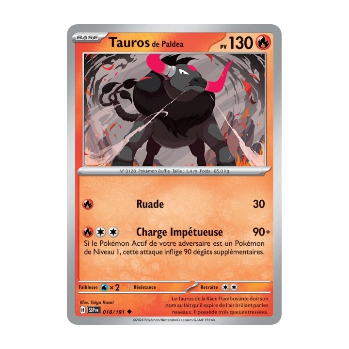 Tauros de Paldea (SSP 018/191) - Carte Pokémon Étincelles Déferlantes EV08