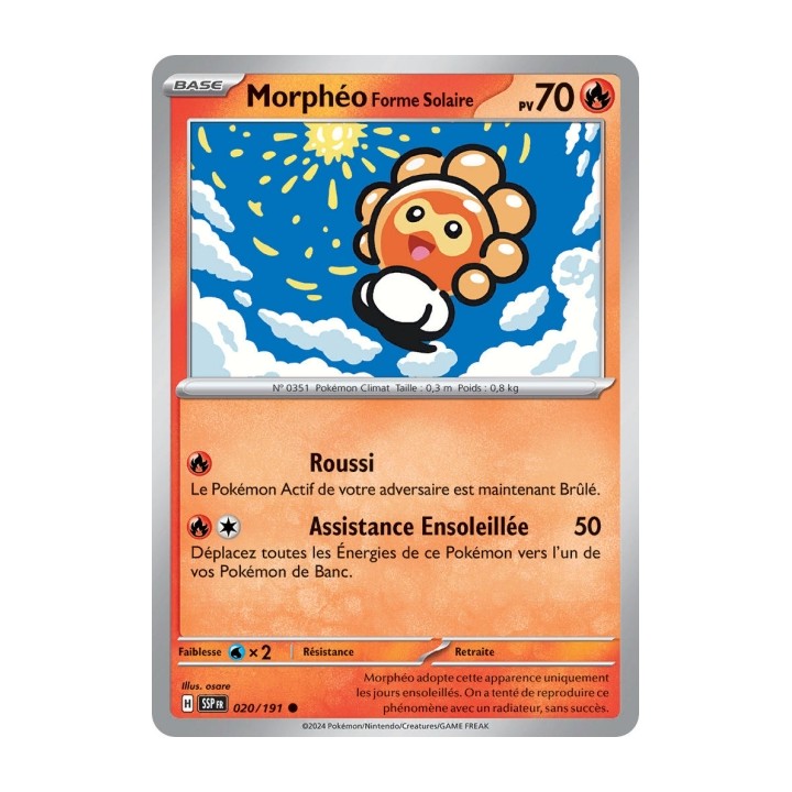 Morphéo Forme Solaire (SSP 020/191) - Carte Pokémon Étincelles Déferlantes EV08