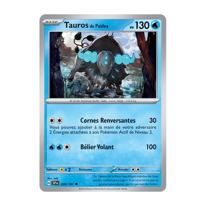 Tauros de Paldea (SSP 039/191) - Carte Pokémon Étincelles Déferlantes EV08