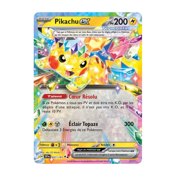 Pikachu ex (SSP 057/191) - Carte Pokémon Étincelles Déferlantes EV08