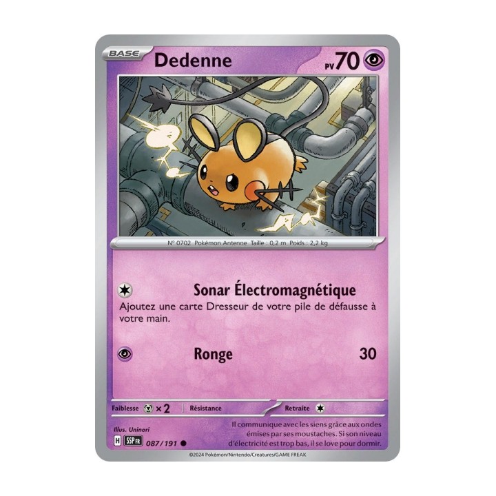 Dedenne (SSP 087/191) - Carte Pokémon Étincelles Déferlantes EV08