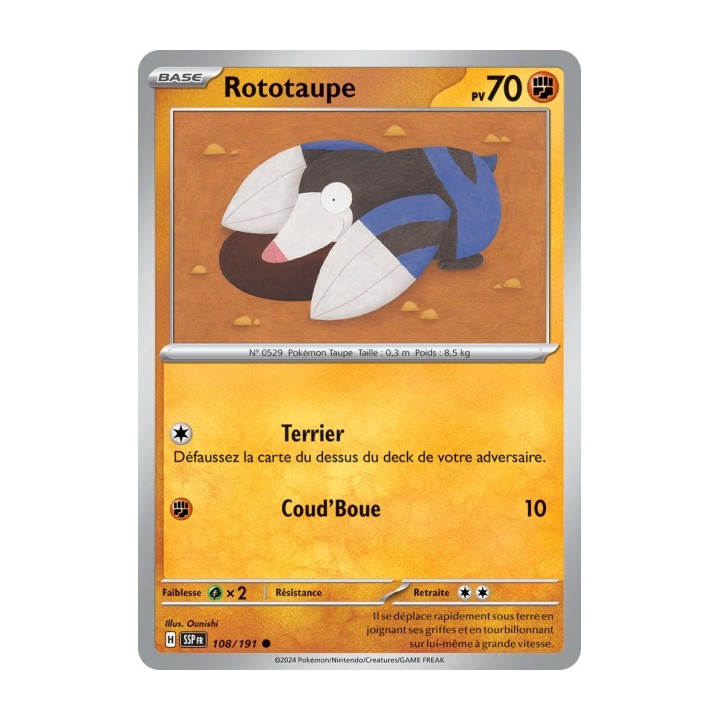 Rototaupe (SSP 108/191) - Carte Pokémon Étincelles Déferlantes EV08