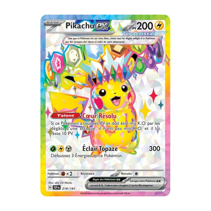 Pikachu ex (SSP 219/191) - Carte Pokémon Étincelles Déferlantes EV08