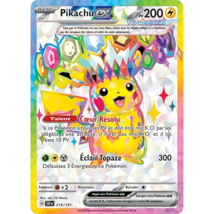 Pikachu ex (SSP 219/191) - Carte Pokémon Étincelles Déferlantes EV08