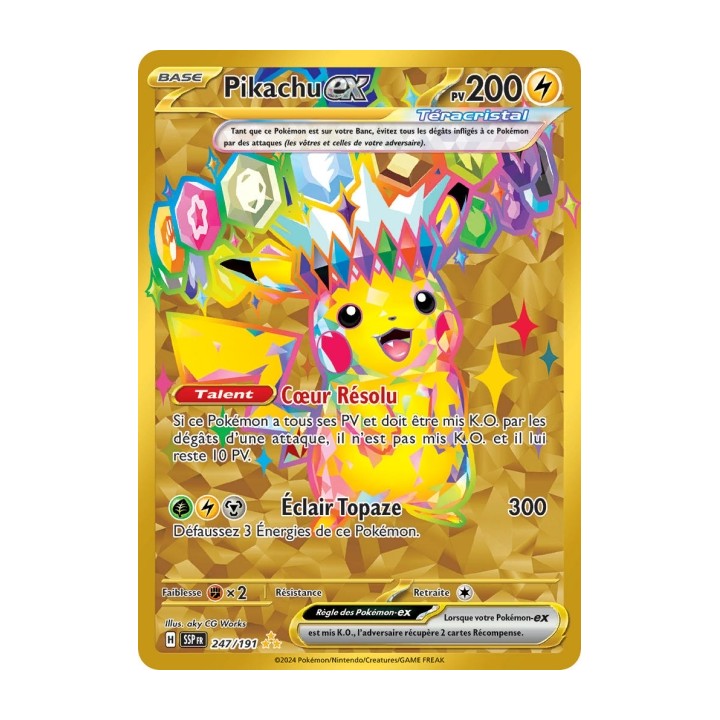 Pikachu ex (SSP 247/191) - Carte Pokémon Étincelles Déferlantes EV08