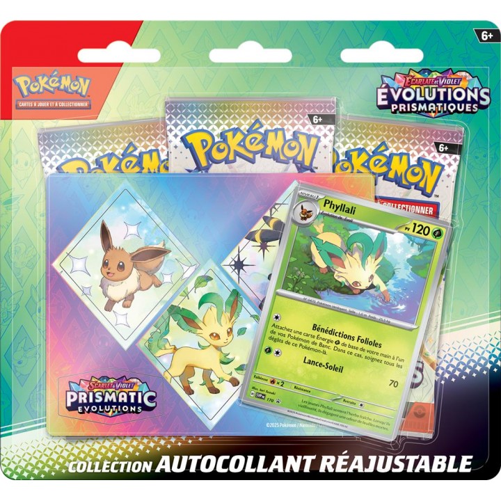 Pokémon - Tripack Collection Autocollant Réajustable EV08.5 Évolutions Prismatiques : Phyllali