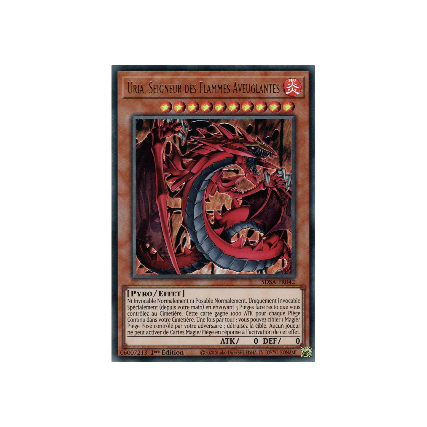 YuGiOh Protege Cartes Uria Seigneur des Flammes Aveuglantes