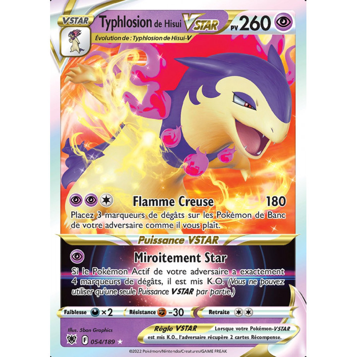 Typhlosion de Hisui VSTAR - EB10 054/189 - Astres Radieux SWSH10 - Cartes Pokémon