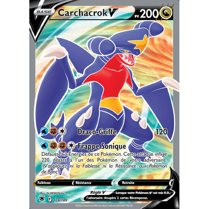 Carchacrok V - EB10 178/189 - Astres Radieux SWSH10 - Cartes Pokémon